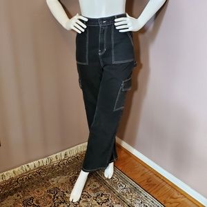 NWT Hollister's SOCIAL TOURIST black high waisted carpenter jeans size 9 S